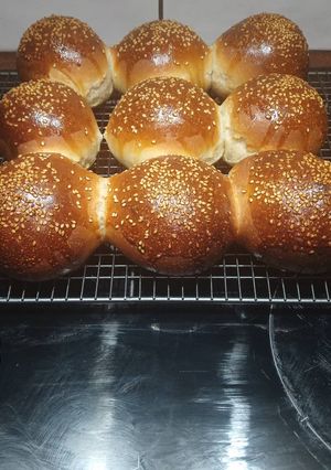 A picture of Half Brioche Half Sourdough Burger Buns.