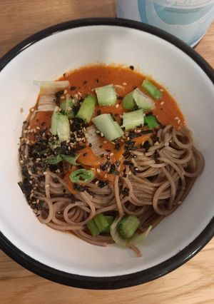 A picture of Soba Noodles with Miso Roasted Tomatoes.