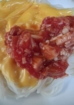 起司蕃茄金針菇麵線 的食譜成品照片