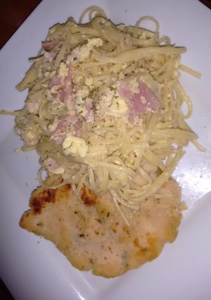 Una foto de Spaghetti a la carbonara