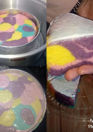 Foto resep Rainbow cake versi unicorn steamed🦄