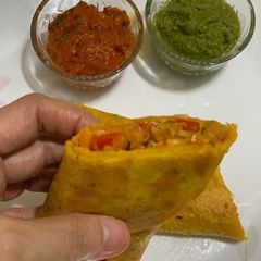 A picture of Mix Veggie Besan Wrap { Morning Breakfast }.