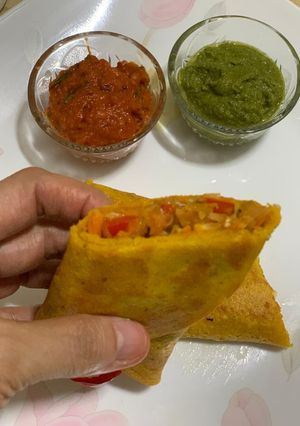 A picture of Mix Veggie Besan Wrap { Morning Breakfast }.