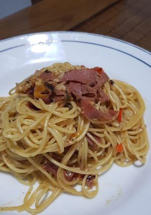 Foto resep Spagetti aglio olio pedas