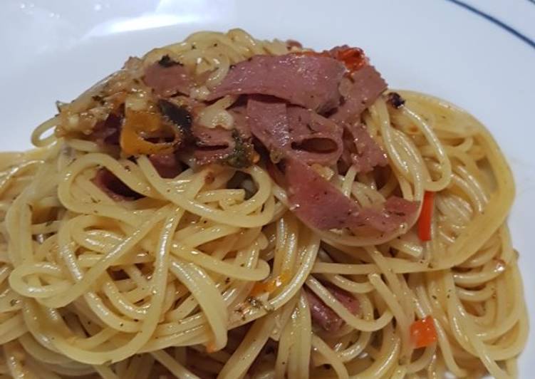 Resep Spagetti aglio olio pedas Anti Gagal