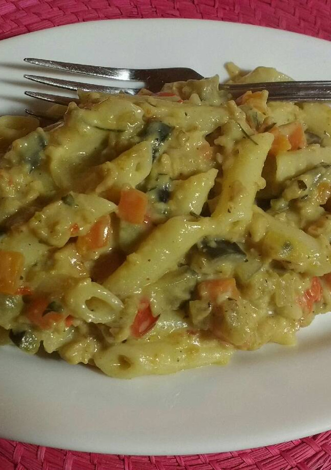 Una foto de Pasta con berenjena, soja y bechamel (Pasta vegana)
