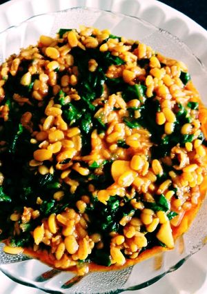 A picture of Fiber- Rich super healthy tasty spinach and moong dal sabji.