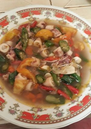 Foto resep Cumi asin bertelur masak cabe hijau