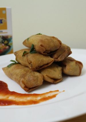 A picture of Tofu Bhurji Spring Rolls.