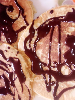 A picture of Pancake with chocolate toppings.