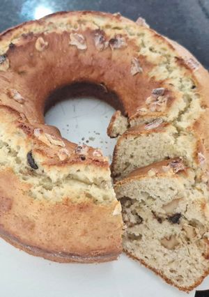 Una foto de Budín de banana y nuez súper fácil (con aceite)
