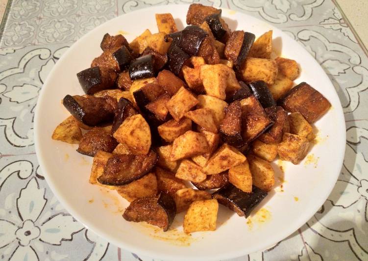 Steps to Make Perfect Spicy Potatoes And Aubergine