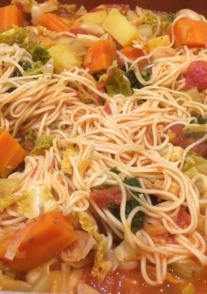 A picture of Minestrone soup - classic winter warmer.