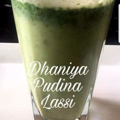 A picture of Dhanya and Pudina Flavored Lassi.