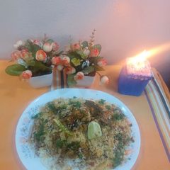 A picture of Chicken tikka masala biryani.