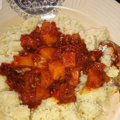 A picture of Couscous and potato stew.