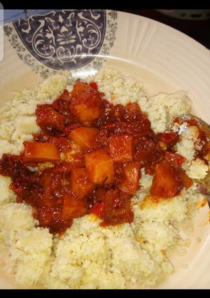 A picture of Couscous and potato stew.