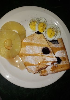 A picture of Lazy day cherry pancake(sheet pan pancake).