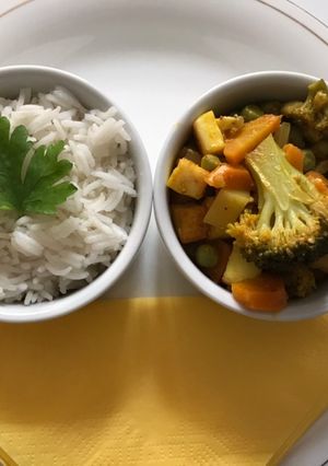 Zöldséges panír basmati rizzsel recept fotója