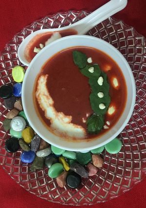 A picture of Beet root Carrots Soup.