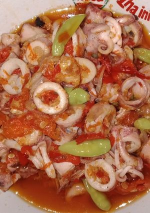 Foto resep Cumi asin sambal pedas