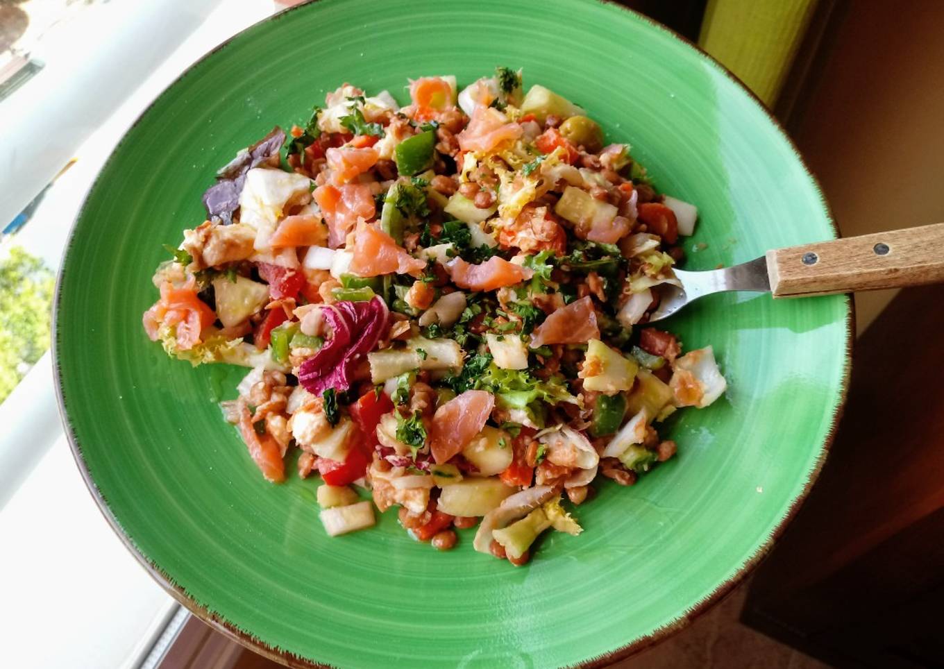 Ensalada de lentejas con cilantro