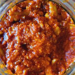 A picture of Bitter gourd pickle.