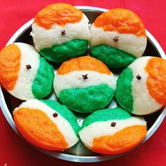 A picture of Tricolour Idli.