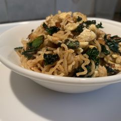 Egg & Kale fried noodles A picture of Egg & Kale fried noodles.