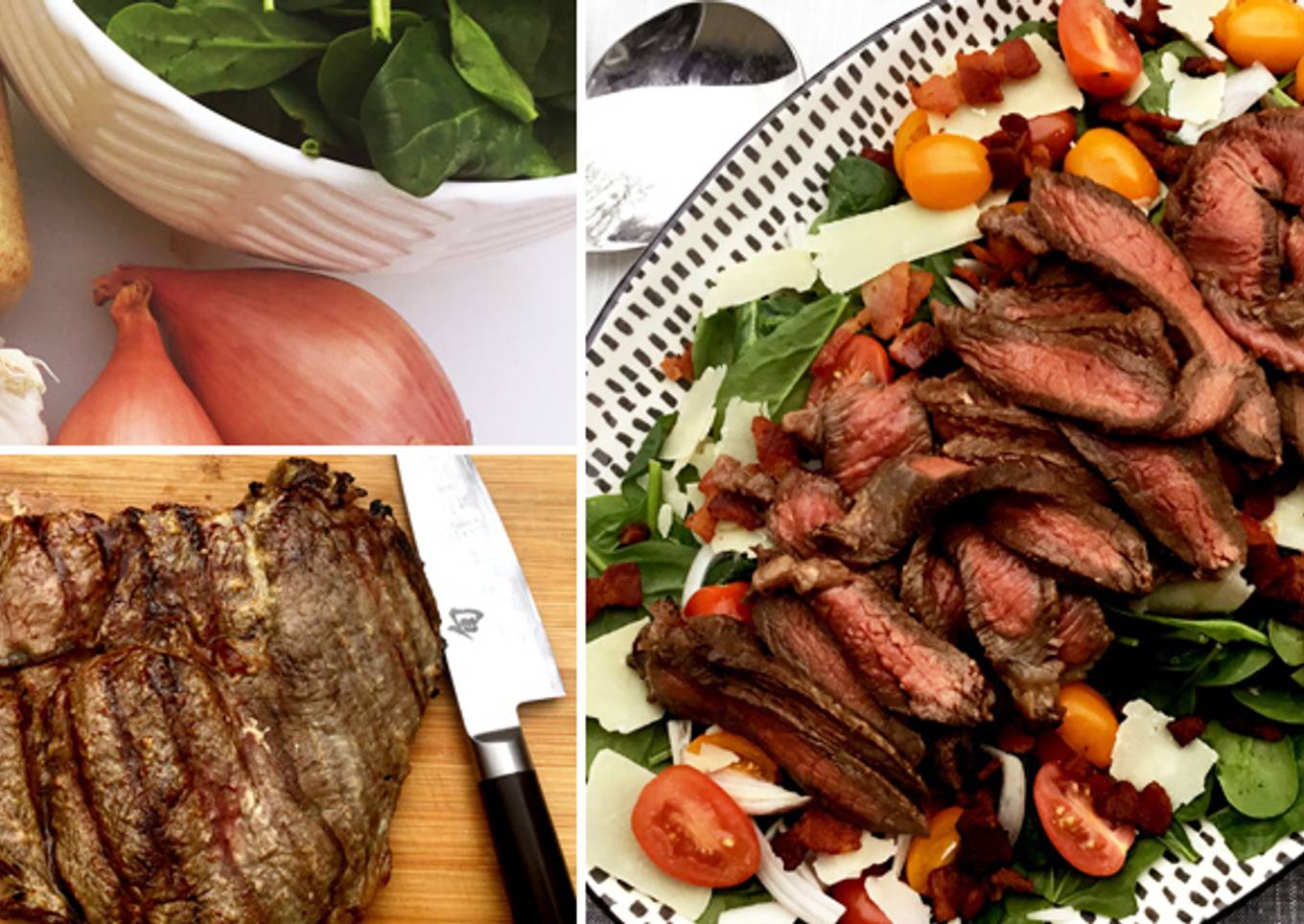 Steak salad marinated in honey and mustard.