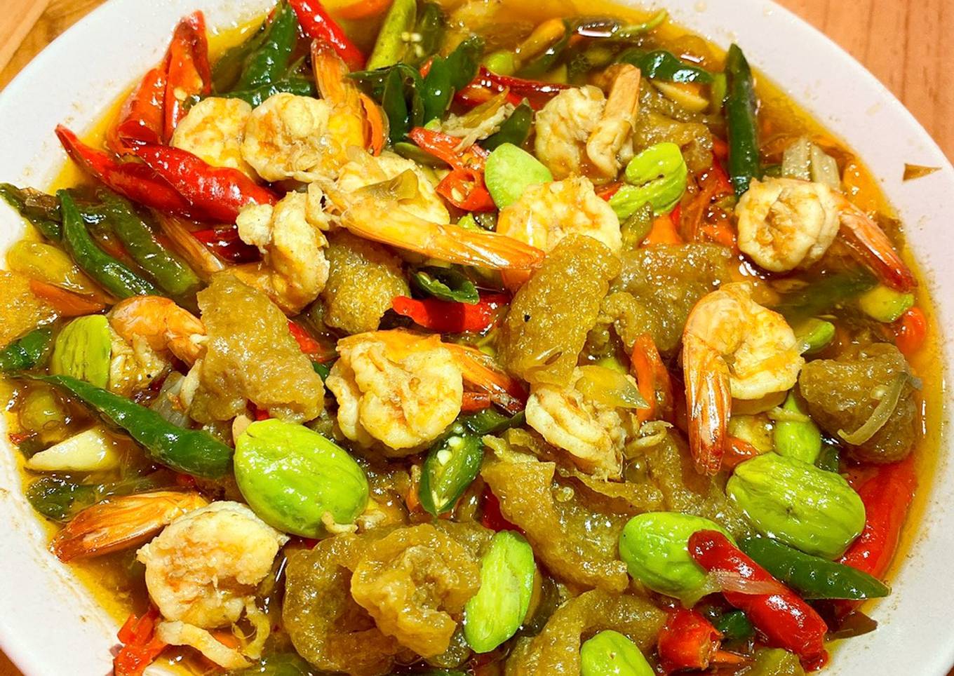 Udang Tauco Pete + Kulit Babi