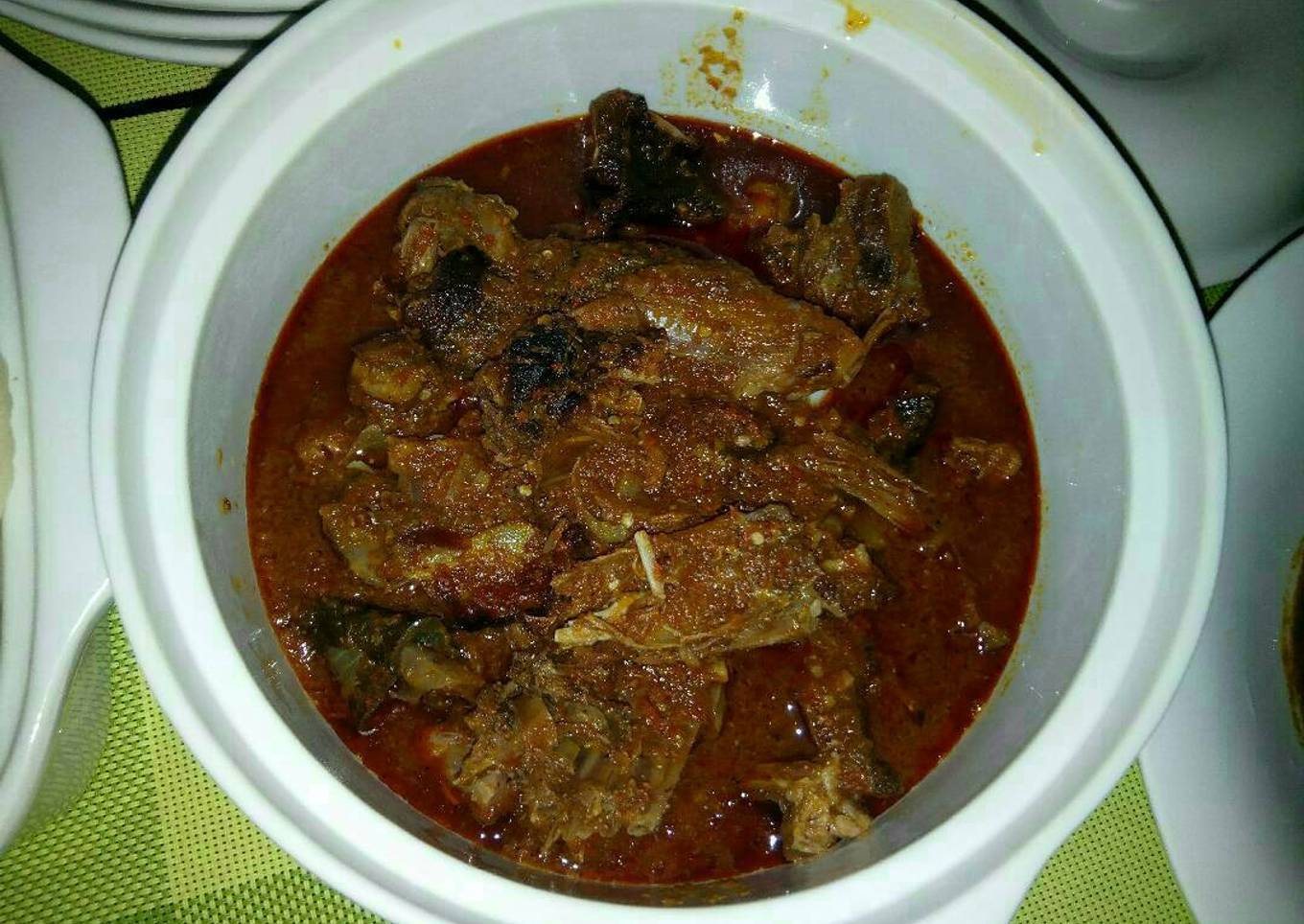 Smoked goat meat pepper stew