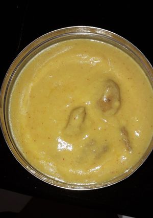 A picture of Kadhi pakoda (fritters).