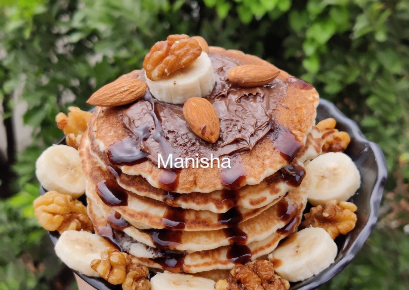Choco Banana Walnut Pancakes