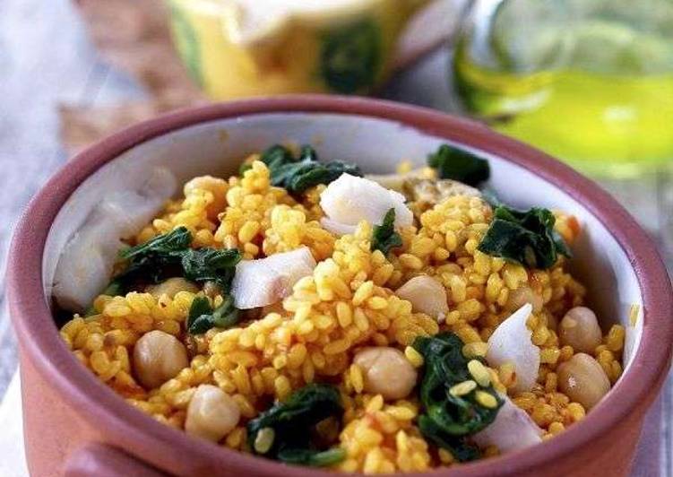 Step-by-Step Guide to Prepare Perfect Rice casserole with spinach, chickpeas and cod