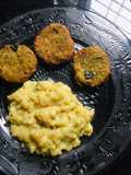 Dried tapioca thoran + moringa vada