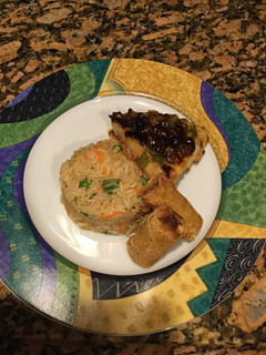 A picture of Chilean Sea Bass with ginger mango chutney.