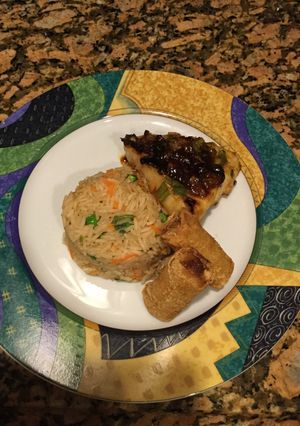 A picture of Chilean Sea Bass with ginger mango chutney.