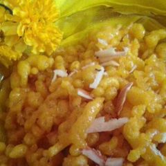 A picture of Prasad ki bundi.