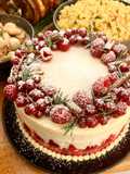 Almond Cake with Raspberry and Red Currant Filling