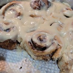 A picture of The BEST Cinnamon Buns with Cream Cheese Frosting.