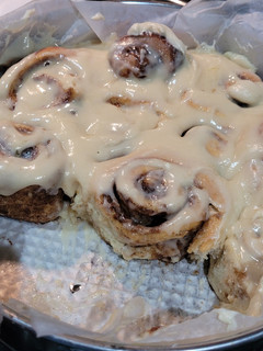 A picture of The BEST Cinnamon Buns with Cream Cheese Frosting.