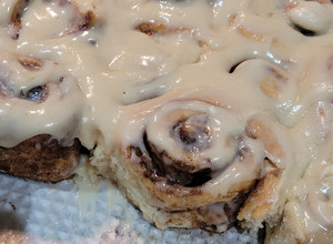 A picture of The BEST Cinnamon Buns with Cream Cheese Frosting.