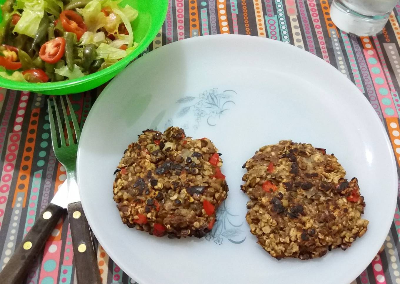 Hamburguesas de lentejas, carne picada y avena