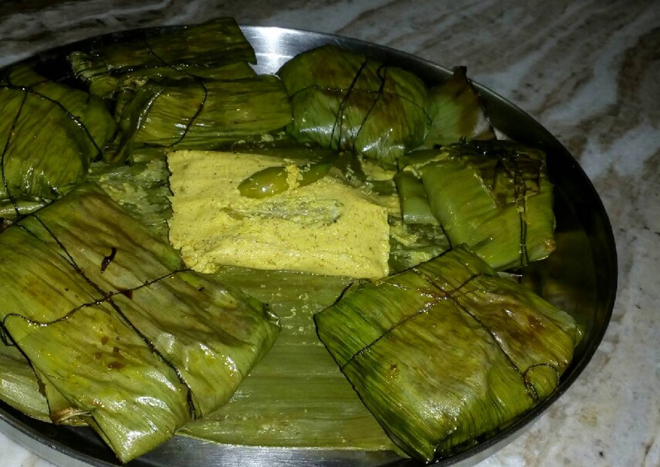 Steamed Pointed gourd in banana leaf