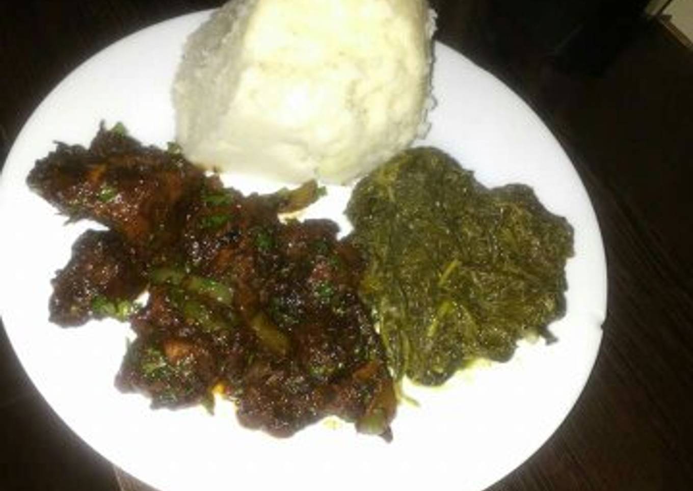 Fried pork with Ugali