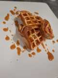 Waffle with butterscotch sauce