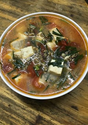 Hình của món Canh hà nấu đậu phụ cà chua.