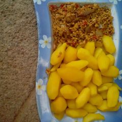 A picture of Boiled Irish Potatoes and Egg sauce.