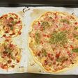 Pizza de Pomodoro e Pesto con doble Queso